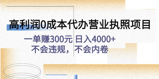 高利润0成本代办营业执照项目：不会违规，不会内卷-先锋思维