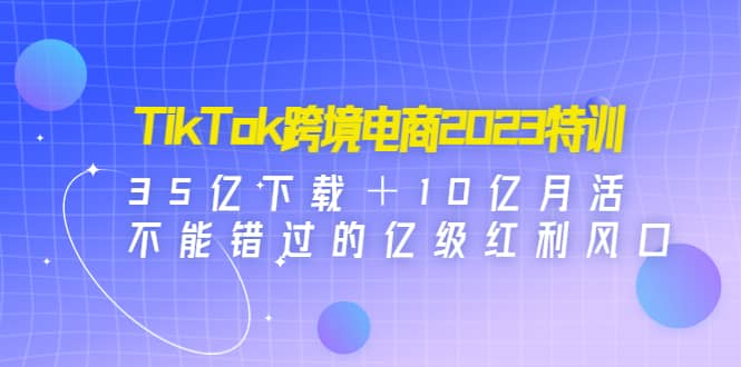 TikTok跨境电商2023特训：35亿下载＋10亿月活，不能错过的亿级红利风口-先锋思维