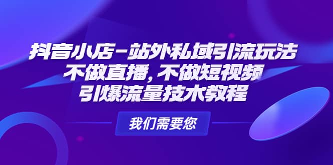 抖音小店-站外私域引流玩法：不做直播，不做短视频，引爆流量技术教程-先锋思维