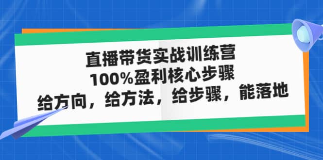 直播带货实战训练营：100%盈利核心步骤，给方向，给方法，给步骤，能落地-先锋思维