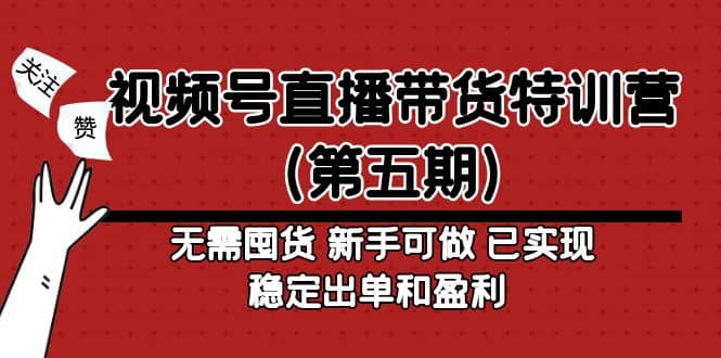 视频号直播带货特训营（第五期）无需囤货 新手可做 已实现稳定出单和盈利-先锋思维