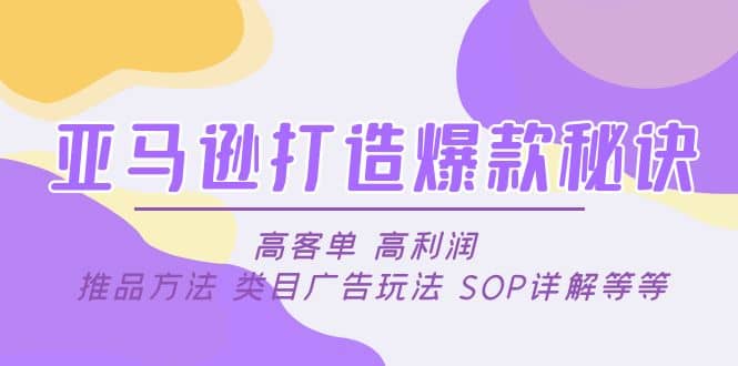 亚马逊打造爆款秘诀：高客单 高利润 推品方法 类目广告玩法 SOP详解等等-先锋思维