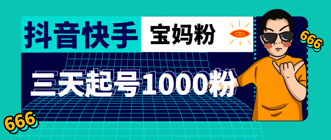 抖音快手三天起号涨粉1000宝妈粉丝的核心方法【详细玩法教程】-先锋思维