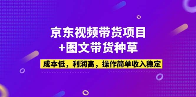 京东视频带货项目 图文带货种草，成本低，利润高，操作简单收入稳定-先锋思维