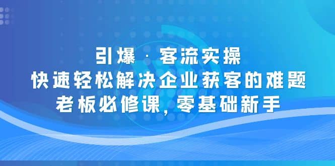 引爆·客流实操：快速轻松解决企业获客的难题，老板必修课，零基础新手-先锋思维