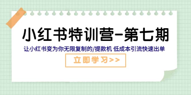 小红书特训营-第七期 让小红书变为你无限复制的/提款机 低成本引流快速出单-先锋思维