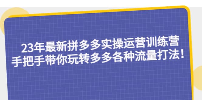 23年最新拼多多实操运营训练营：手把手带你玩转多多各种流量打法！-先锋思维