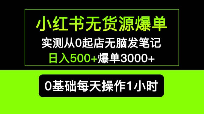 小红书无货源爆单 实测从0起店无脑发笔记爆单3000 长期项目可多店-先锋思维