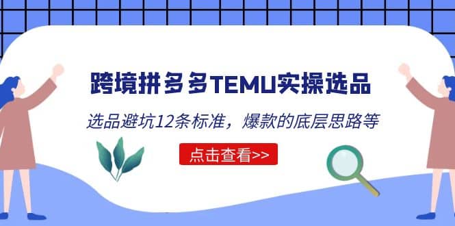 跨境拼多多TEMU实操选品运营方法，选品避坑12条标准，爆款的底层思路等-先锋思维