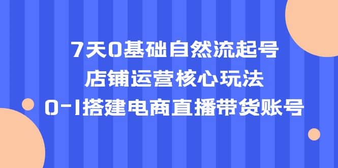 7天0基础自然流起号，店铺运营核心玩法，0-1搭建电商直播带货账号-先锋思维