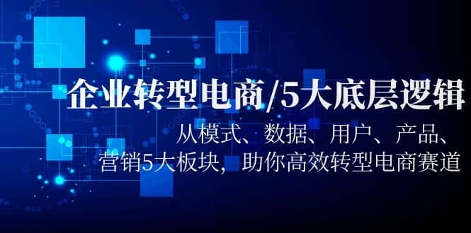 企业转型电商/5大底层逻辑，从模式 数据 用户 产品 营销5大板块，高效转型-先锋思维