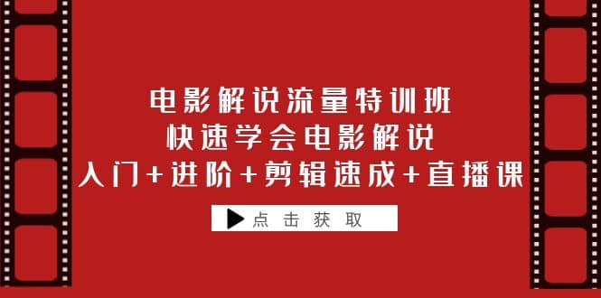 电影解说流量特训班：快速学会电影解说，入门 进阶 剪辑速成 直播课-先锋思维