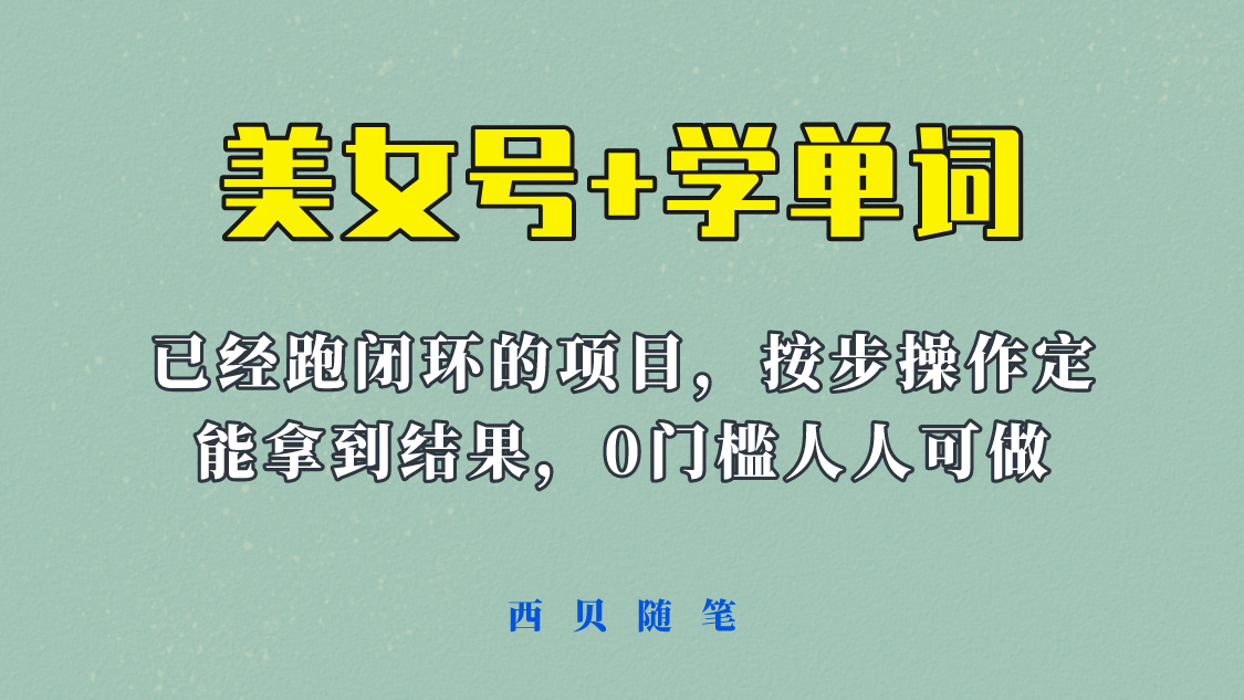 《美女号 学单词》玩法，信息差而已 课程拆开揉碎了和大家去讲 (教程 素材)-先锋思维