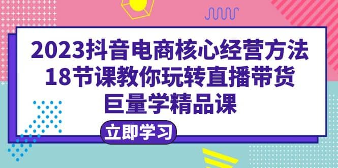 2023抖音电商核心经营方法：18节课教你玩转直播带货，巨量学精品课-先锋思维