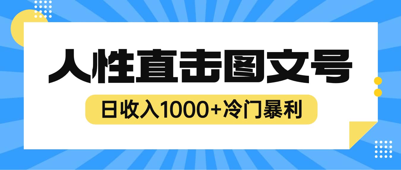 2023最新冷门暴利赚钱项目，人性直击图文号，日收入1000 【视频教程】-先锋思维