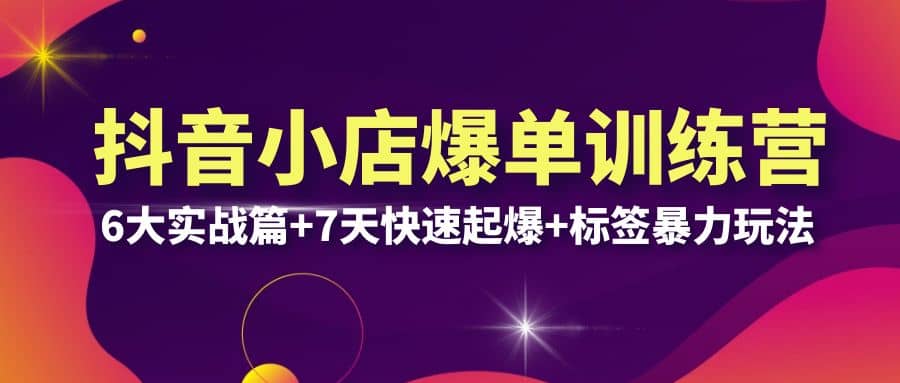 抖音小店爆单训练营VIP线下课：6大实战篇 7天快速起爆 标签暴力玩法(32节)-先锋思维