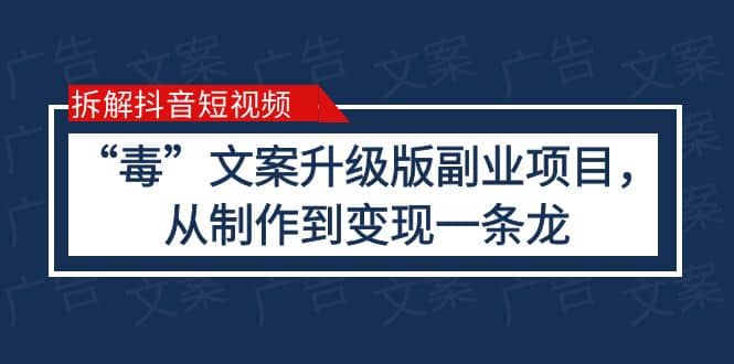 拆解抖音短视频：“毒”文案升级版副业项目，从制作到变现（教程 素材）-先锋思维