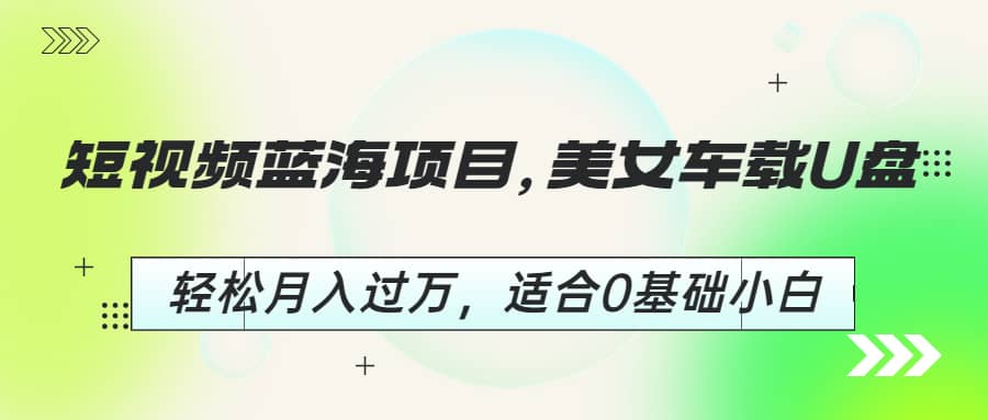 短视频蓝海项目，美女车载U盘，轻松月入过万，适合0基础小白-先锋思维