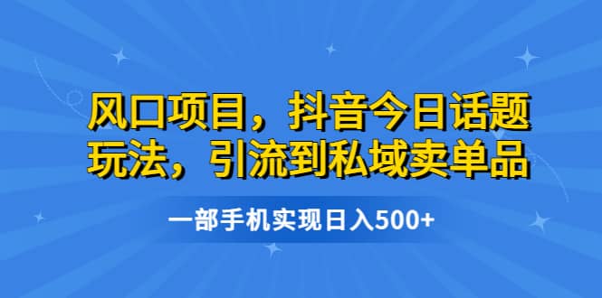 风口项目，抖音今日话题玩法，引流到私域卖单品，一部手机实现日入500-先锋思维