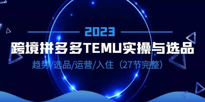 2023跨境·拼多多·TEMU实操与选品，趋势·选品·运营·入住（27节完整）-先锋思维