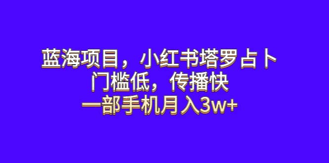 蓝海项目，小红书塔罗占卜，门槛低，传播快，一部手机月入3w-先锋思维