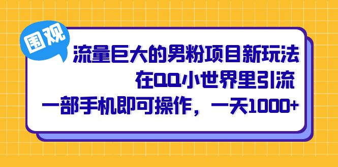 流量巨大的男粉项目新玩法，在QQ小世界里引流 一部手机即可操作，一天1000-先锋思维