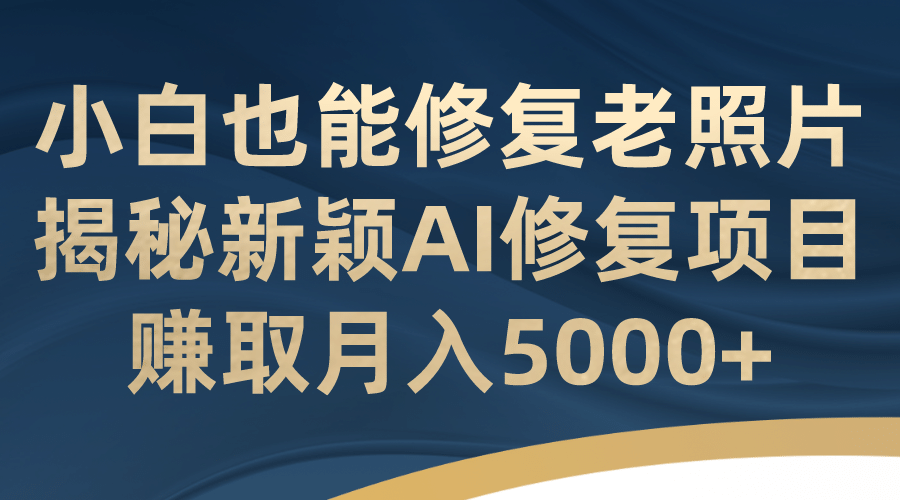 小白也能修复老照片！揭秘新颖AI修复项目，赚取月入5000-先锋思维