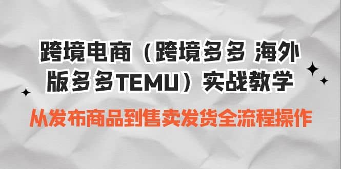 跨境电商（跨境多多 海外版多多TEMU）实操教学 从发布商品到售卖发货全流程-先锋思维