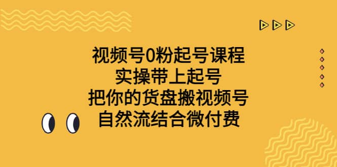 视频号0粉起号课程 实操带上起号 把你的货盘搬视频号 自然流结合微付费-先锋思维