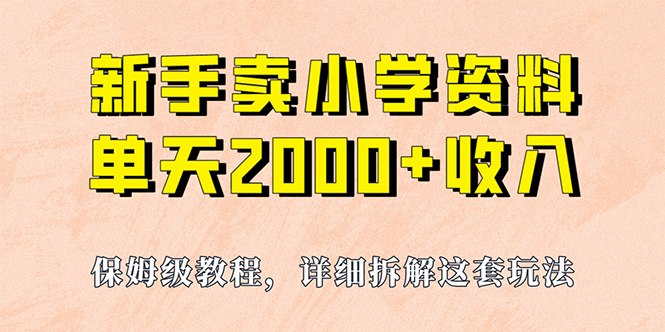 我如何通过卖小学资料，实现单天2000 ，实操项目，保姆级教程 资料 工具-先锋思维