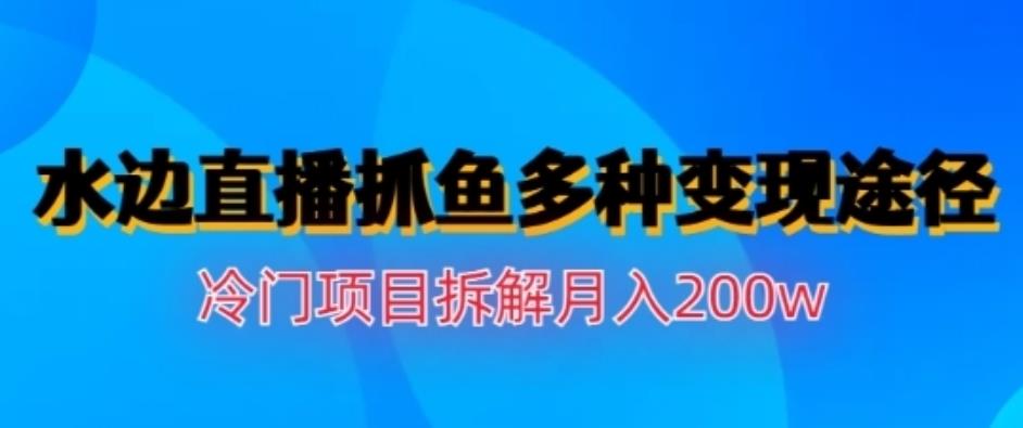 水边直播抓鱼，多种变现途径冷门项目，月入200w拆解【揭秘】-先锋思维