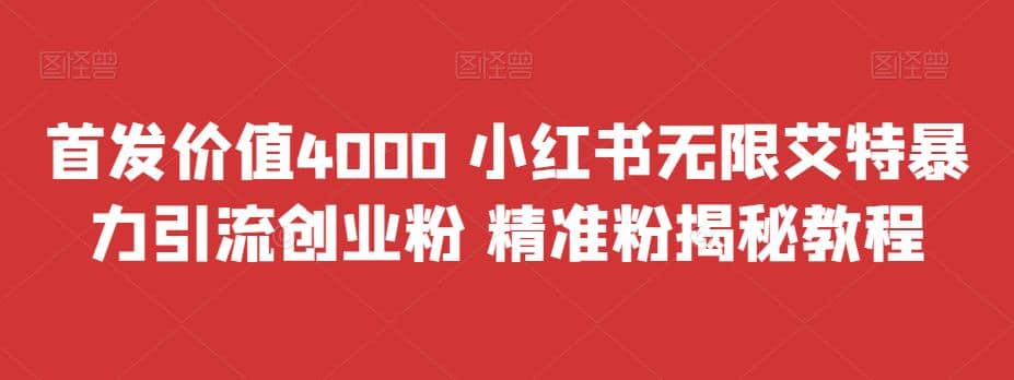 首发价值4000 小红书无限艾特暴力引流创业粉 精准粉揭秘教程-先锋思维