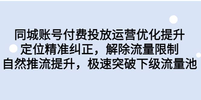 同城账号付费投放运营优化提升，定位精准纠正，解除流量限制，自然推流提升，极速突破下级流量池-先锋思维