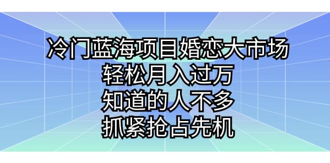 冷门蓝海项目婚恋大市场，轻松月入过万，知道的人不多，抓紧抢占先机-先锋思维