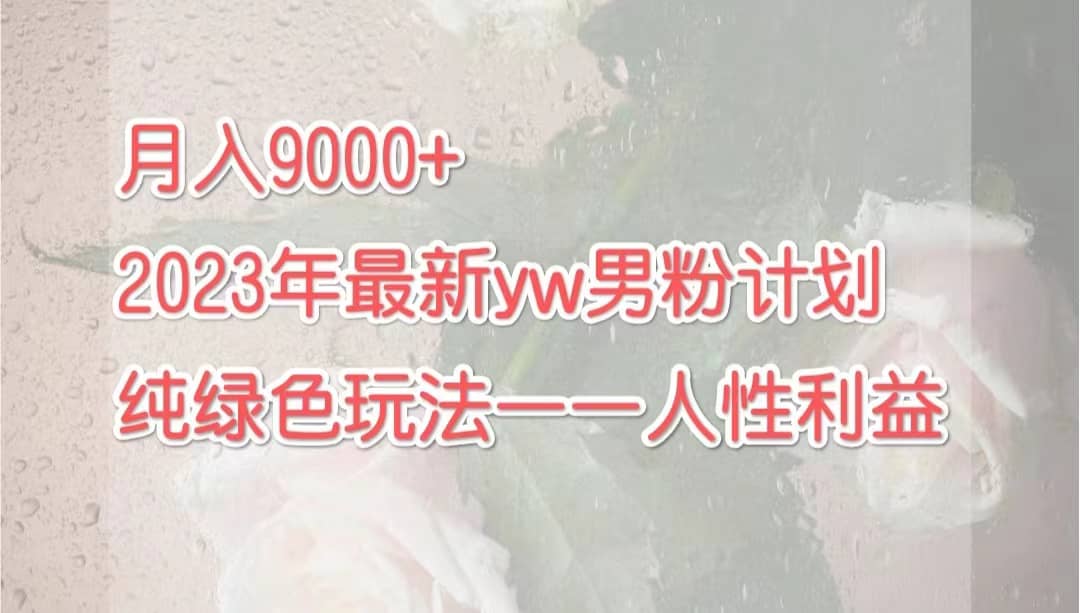 月入9000 2023年9月最新yw男粉计划绿色玩法——人性之利益-先锋思维