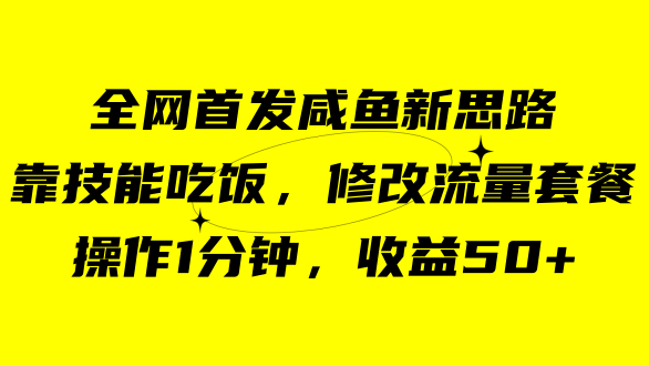 咸鱼冷门新玩法，靠“技能吃饭”，修改流量套餐，操作1分钟，收益50-先锋思维