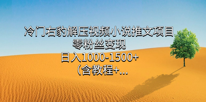 冷门右豹解压视频小说推文项目，零粉丝变现，日入1000-1500 （含教程）-先锋思维