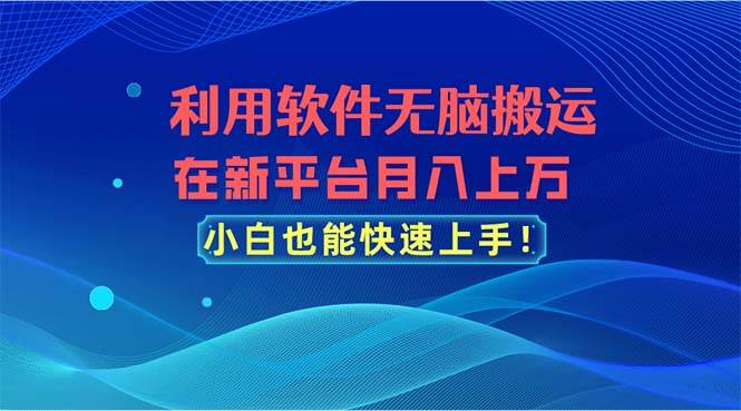 利用软件无脑搬运，在新平台月入上万，小白也能快速上手-先锋思维