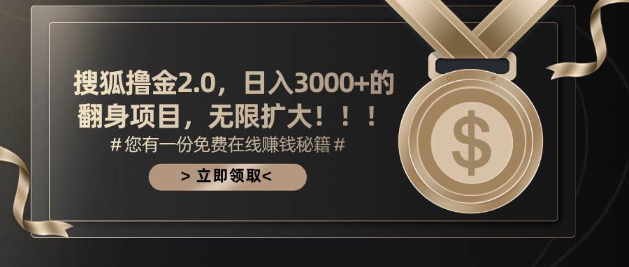 搜狐撸金2.0日入3000+，可无限扩大的翻身项目-先锋思维