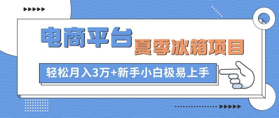 电商平台夏季冰箱项目，轻松月入3万+，新手小白极易上手-先锋思维