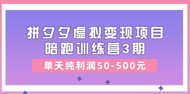 某收费培训《拼夕夕虚拟变现项目陪跑训练营3期》单天纯利润50-500元-先锋思维