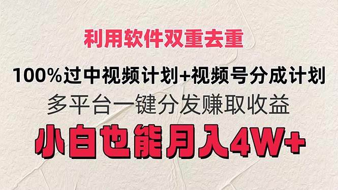 利用软件双重去重，100%过中视频+视频号分成计划小白也可以月入4W+-先锋思维