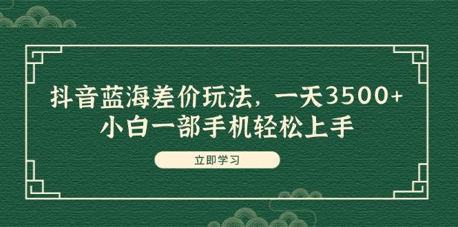 抖音蓝海差价玩法，一天3500+，小白一部手机轻松上手-先锋思维