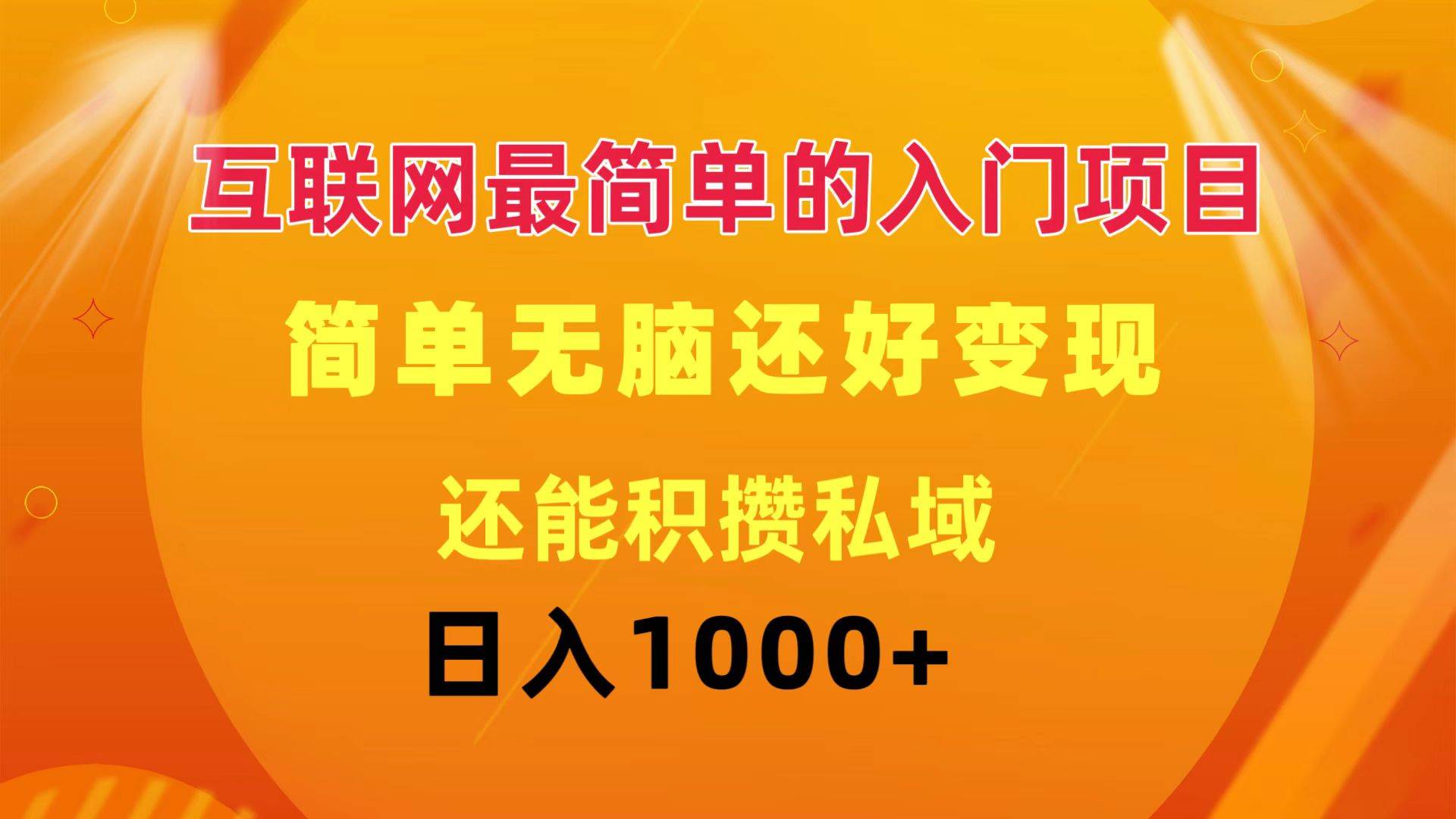 互联网最简单的入门项目：简单无脑变现还能积攒私域一天轻松1000+-先锋思维