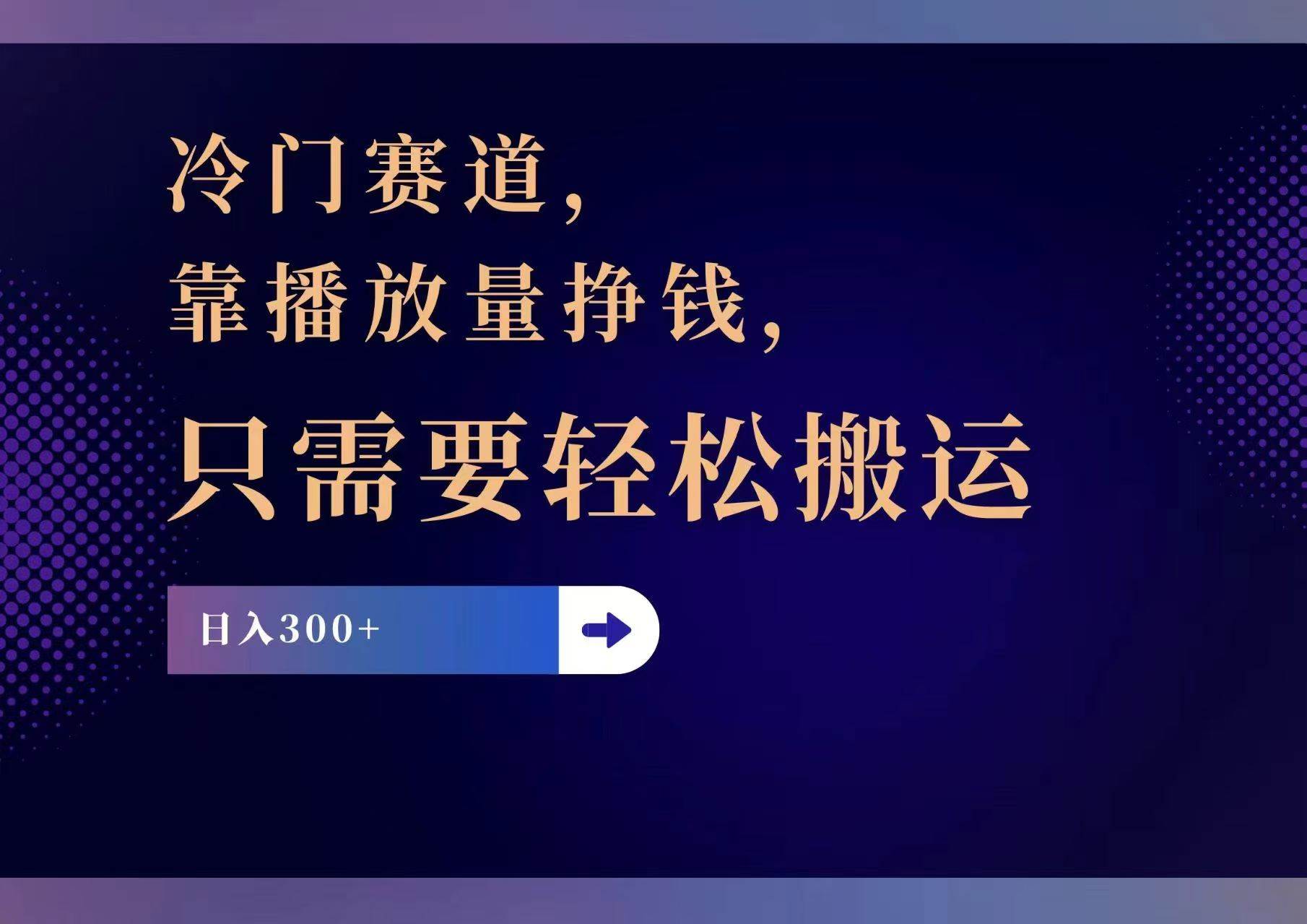 冷门赛道，靠播放量挣钱，只需要轻松搬运，日赚300+-先锋思维