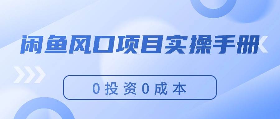 闲鱼风口项目实操手册，0投资0成本，让你做到，月入过万，新手可做-先锋思维