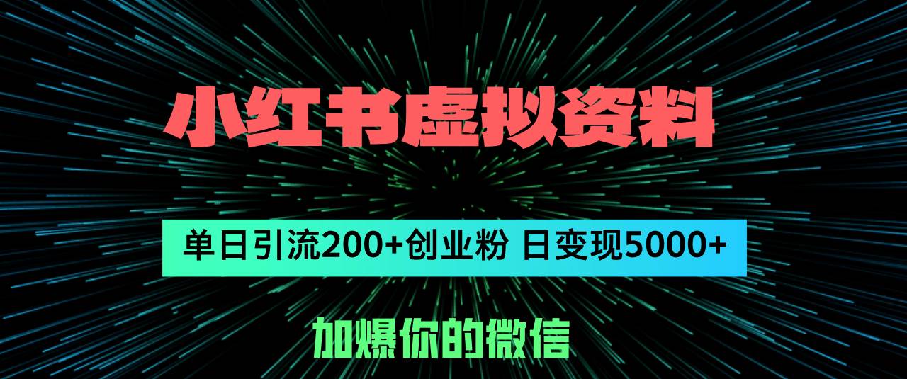 小红书虚拟资料日引流200+创业粉，单日变现5000+-先锋思维