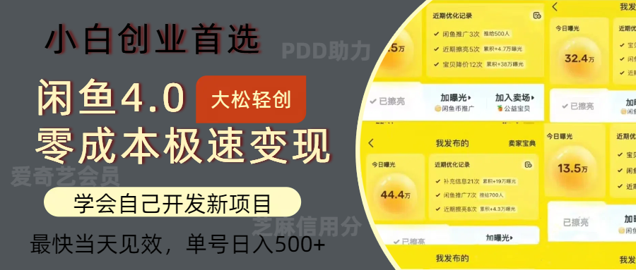 闲鱼0成本极速变现项目，多种变现方式，单号日入500+最新玩法-先锋思维