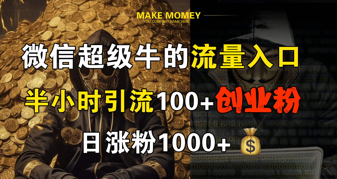 微信超级牛的流量入口，半小时引流100+创业粉，日涨粉1000+-先锋思维