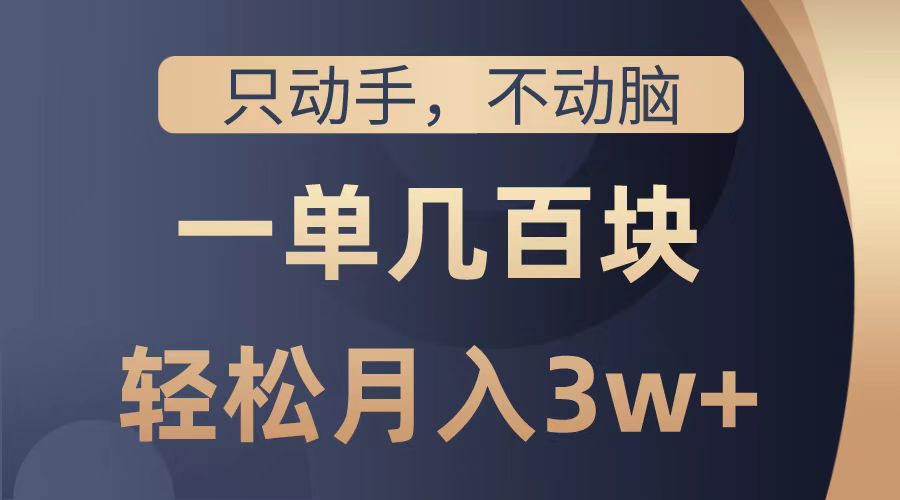 只动手不动脑，一单几百块，轻松月入2w+，看完就能直接操作，详细教程-先锋思维